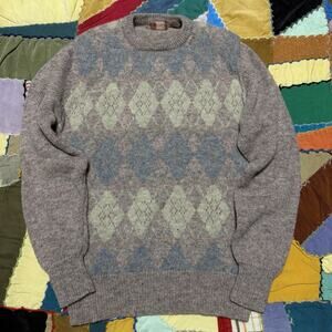 Vintage Henry Gethel 100% Wool Diamond Argyle Pink/Blue Sweater Large